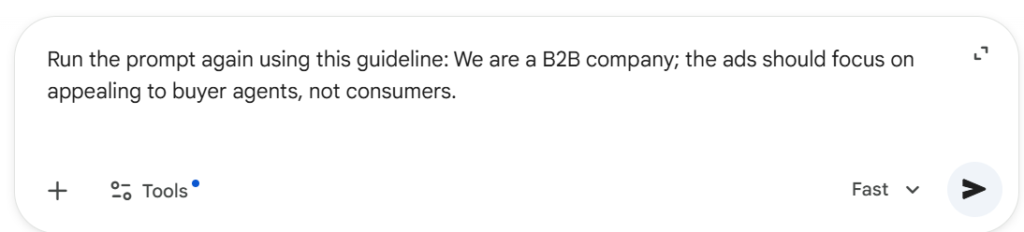 Gemini prompt for B2B ad copy