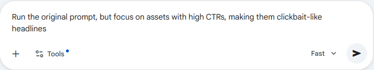 Updated Gemini prompt for clickbait ad headlines